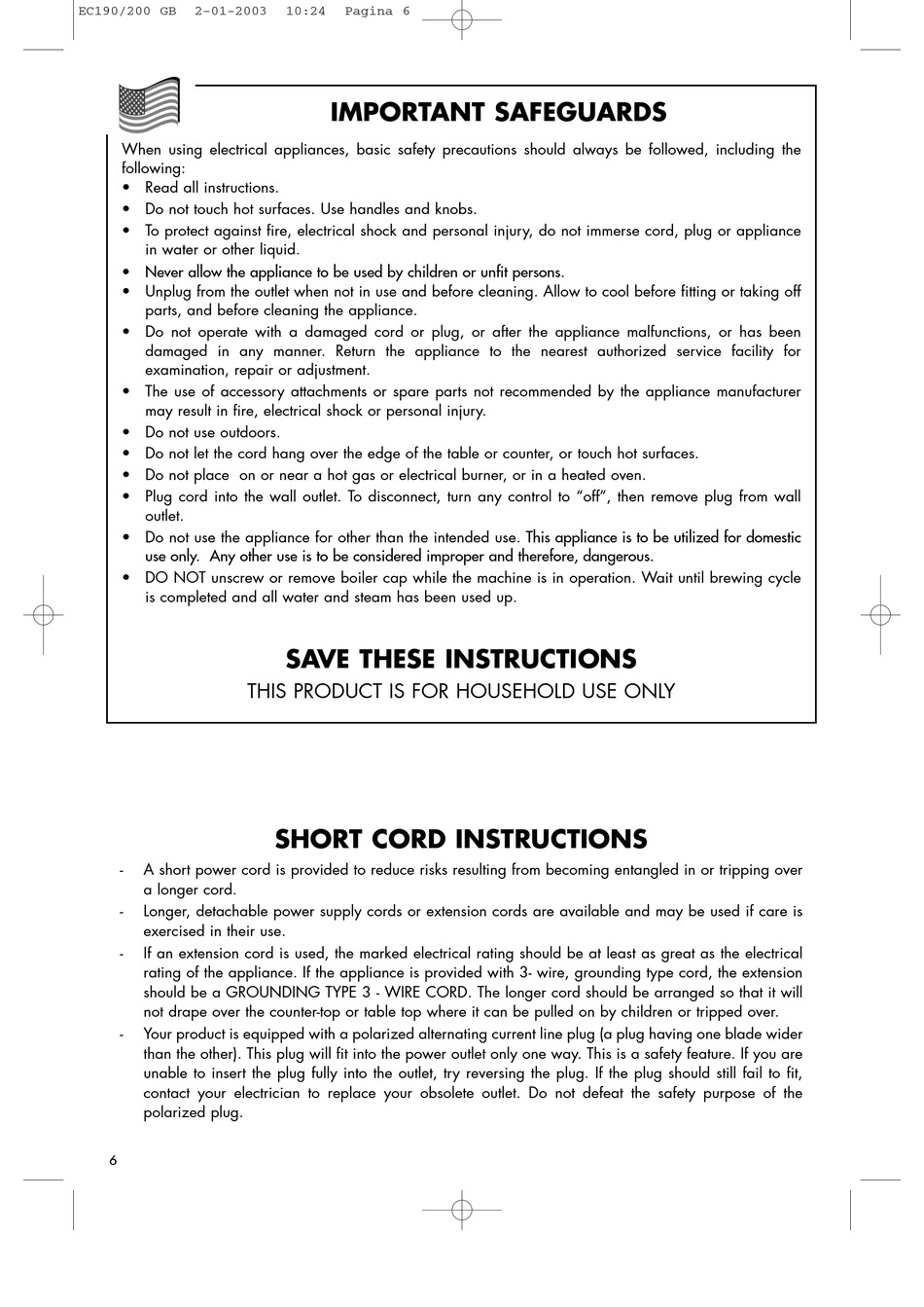 DELONGHI BAR 32 INSTRUCTION MANUAL Pdf Download | ManualsLib