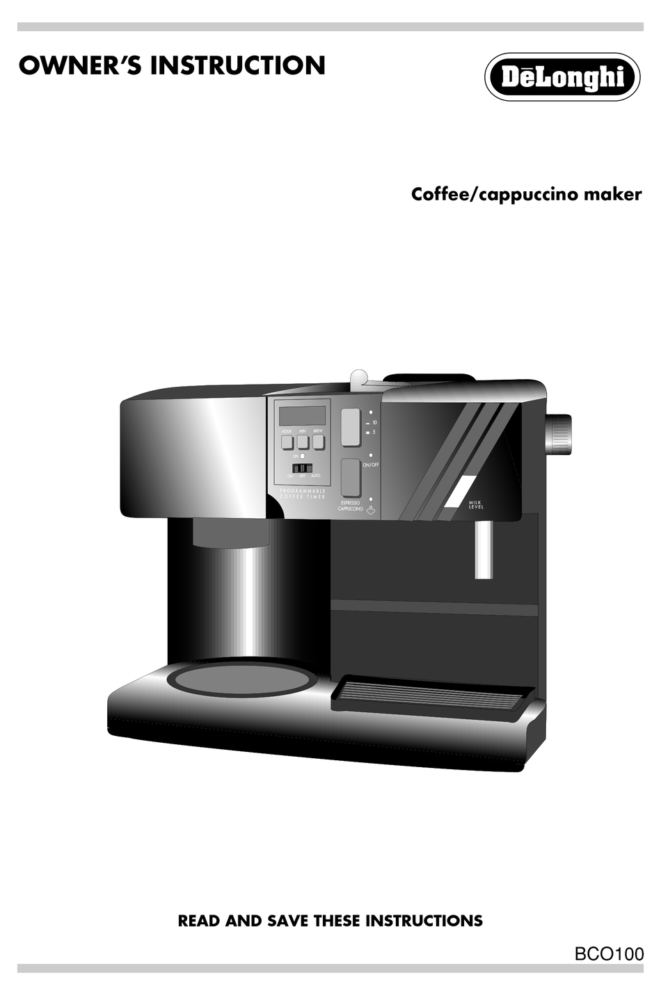 DELONGHI BCO100 OWNER S INSTRUCTION MANUAL Pdf Download ManualsLib