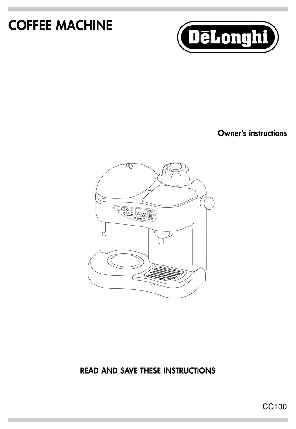 DELONGHI CC 100 OWNER'S INSTRUCTIONS MANUAL Pdf Download | ManualsLib