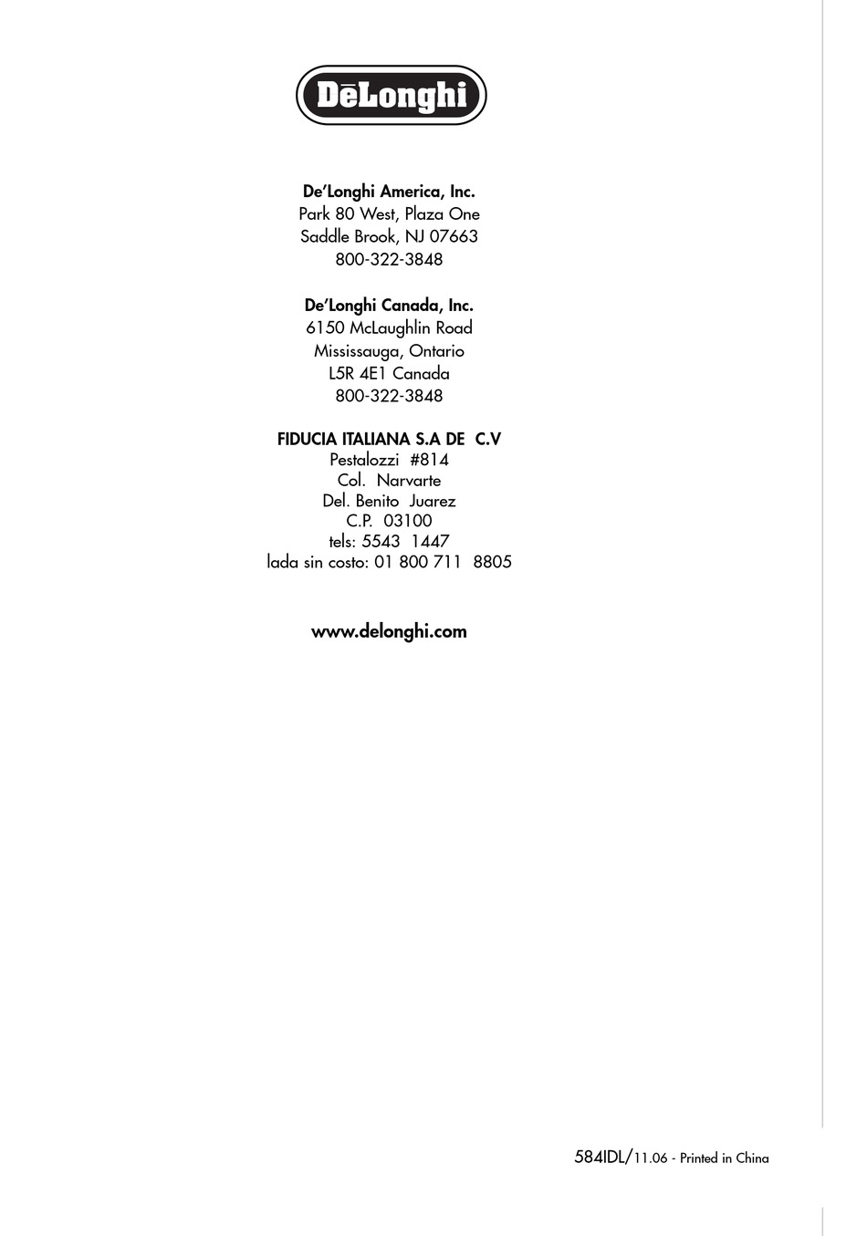 DELONGHI DCU500T IMPORTANT INSTRUCTIONS 