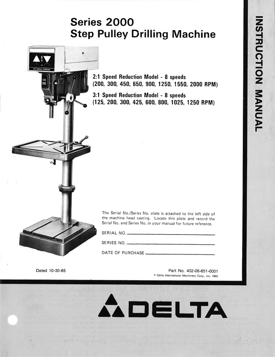 DELTA 2000 INSTRUCTION MANUAL Pdf Download | ManualsLib