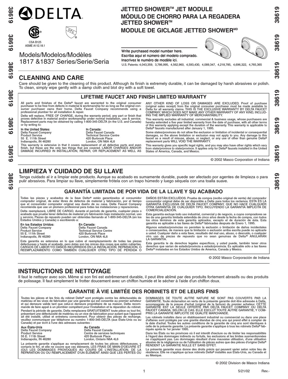 DELTA 1817 SERIES USER MANUAL Pdf Download ManualsLib