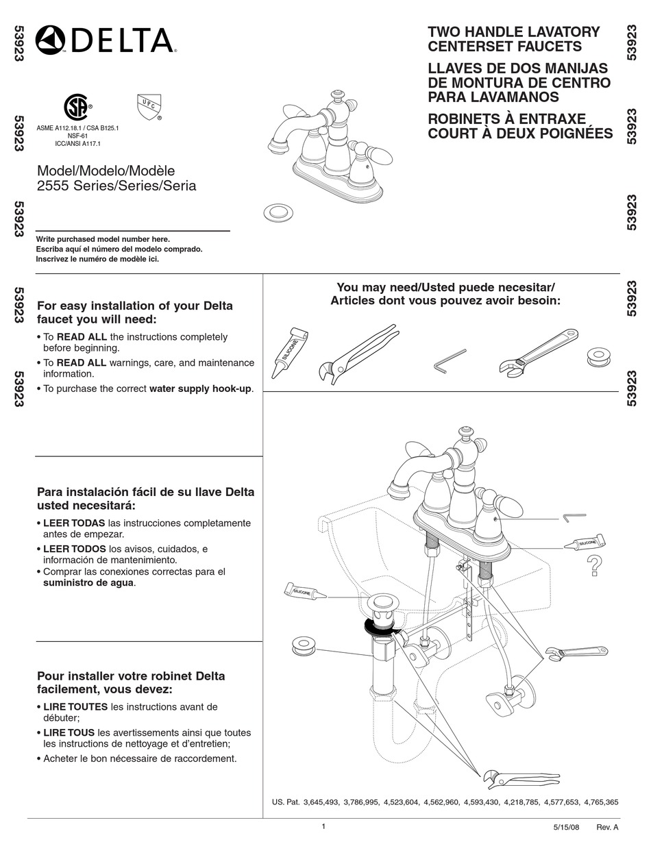 Delta 2555 Series Installation Manual Pdf Download Manualslib 