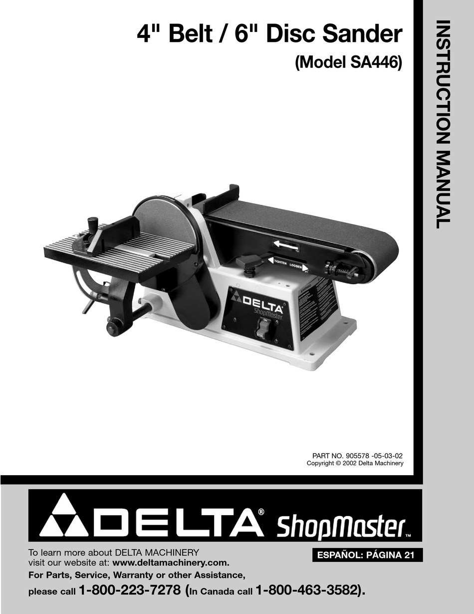 Delta Shopmaster Sa446 Instruction Manual Pdf Download Manualslib