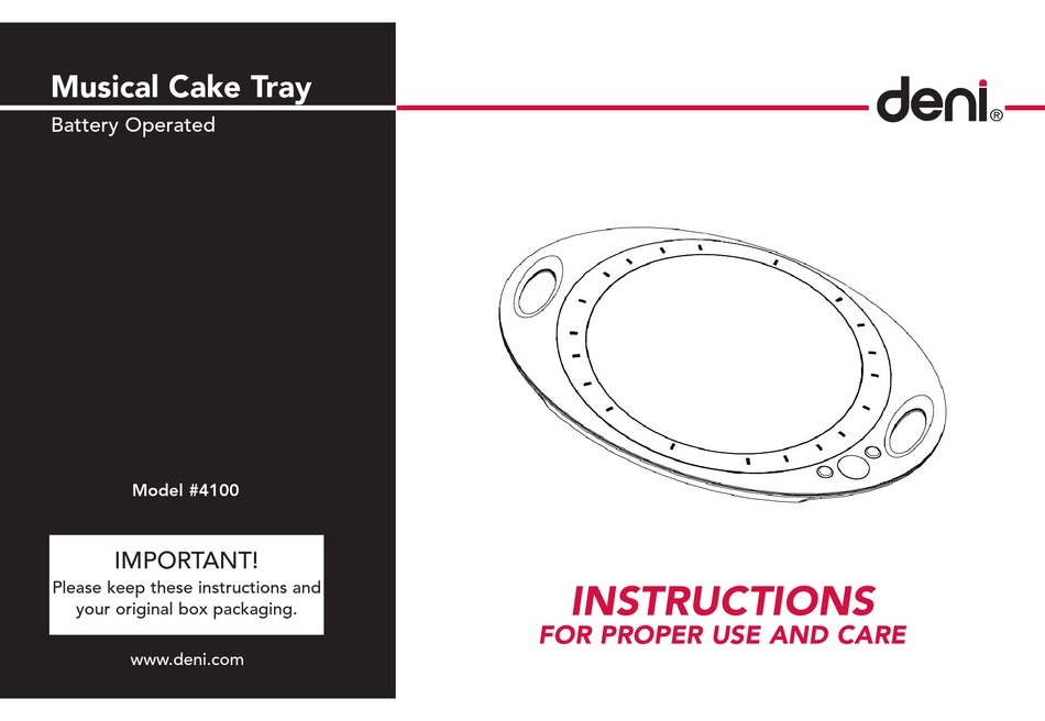 DENI 4100 INSTRUCTIONS FOR PROPER USE AND CARE Pdf Download ManualsLib