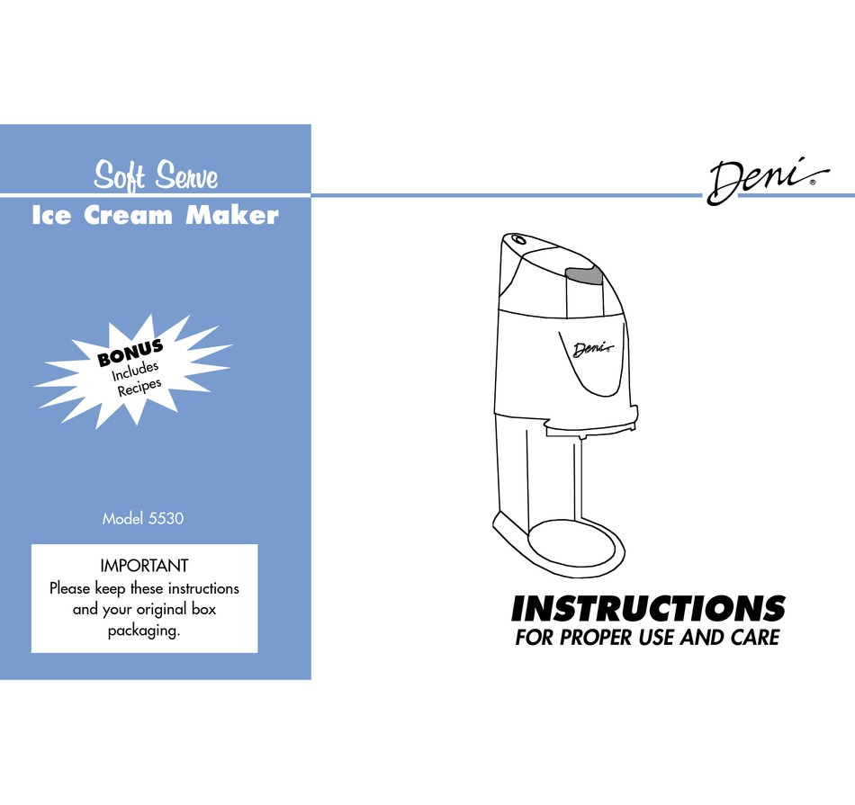 DENI 5530 INSTRUCTIONS FOR PROPER USE AND CARE MANUAL Pdf Download
