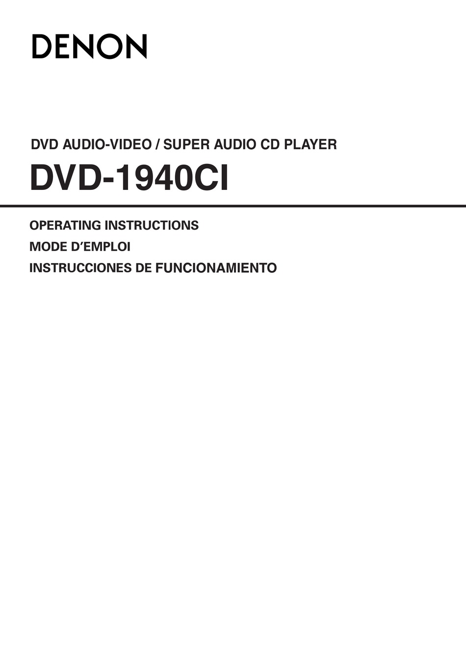 Denon Dvd 1940ci Operating Instructions Manual Pdf Download Manualslib