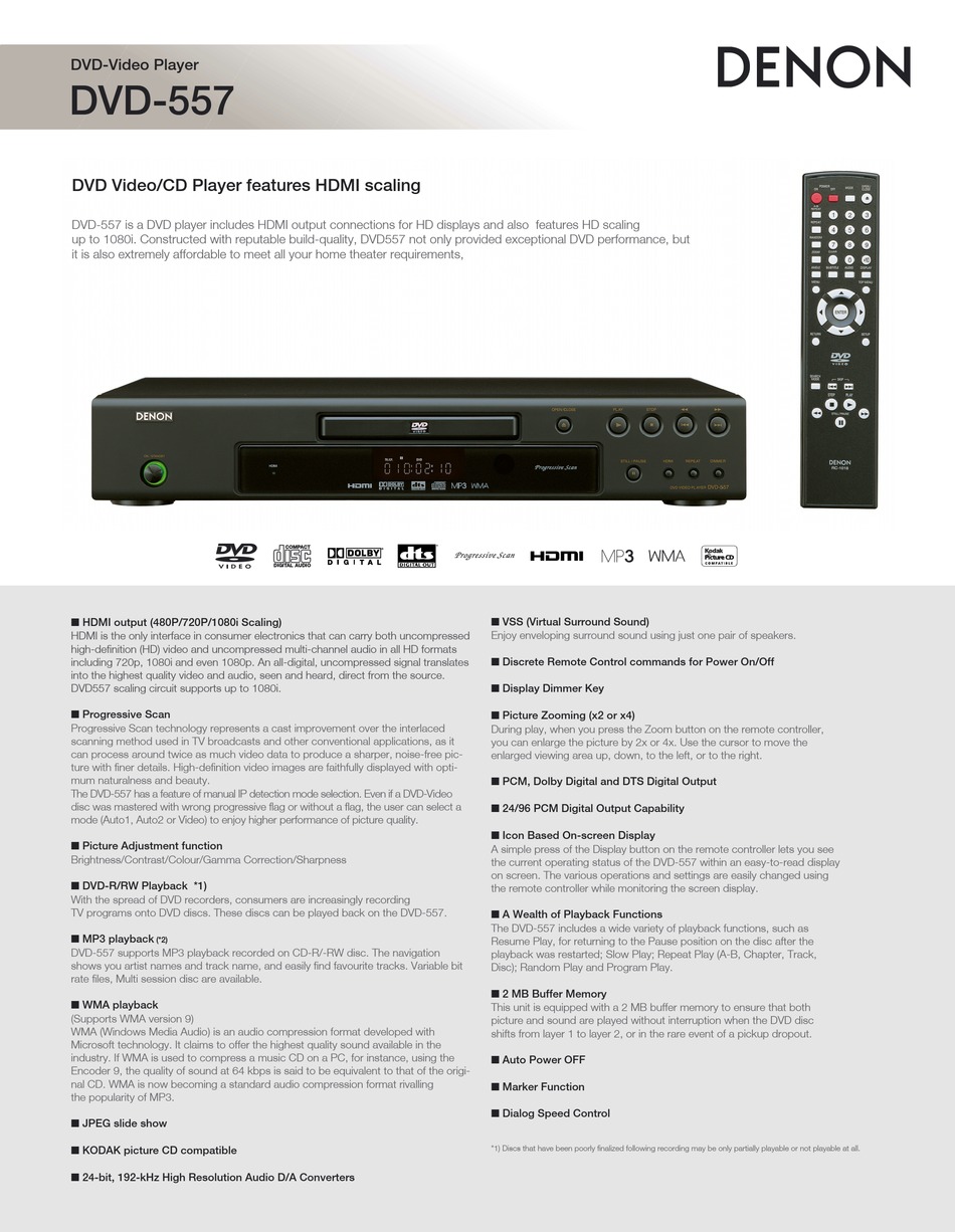 Denon Dvd 557 Specifications Pdf Download Manualslib