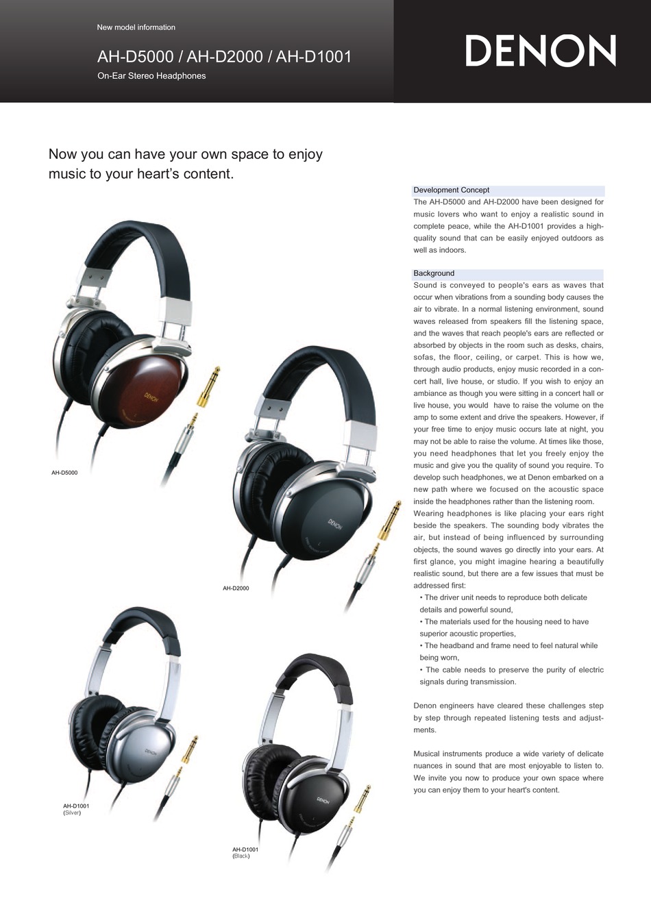 DENON AH-D1001 SPECIFICATION SHEET Pdf Download | ManualsLib