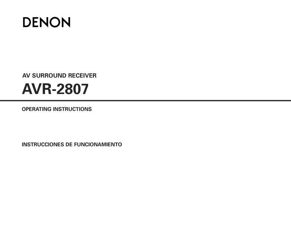 DENON AVR-2807 OPERATING INSTRUCTIONS MANUAL Pdf Download | ManualsLib