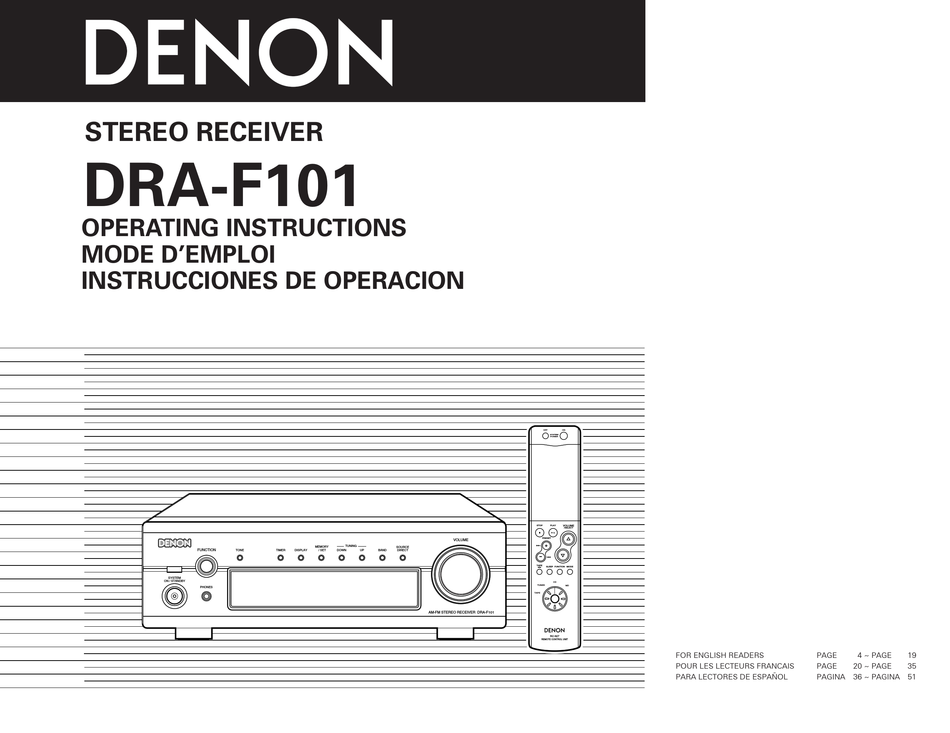 Denon Dra F101 Operating Instructions Manual Pdf Download Manualslib