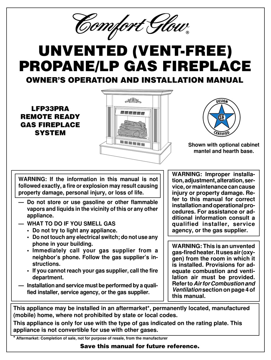 Desa Comfort Glow Lfp33pra Owner S Operation And Installation Manual Pdf Download Manualslib