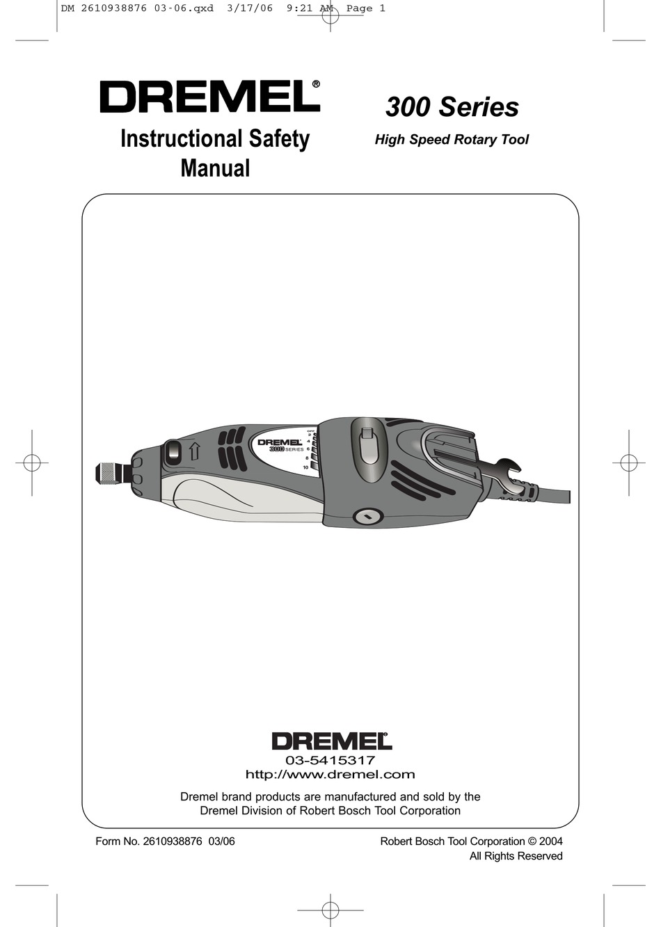 DREMEL 03-5415317 INSTRUCTIONAL SAFETY MANUAL Pdf Download | ManualsLib