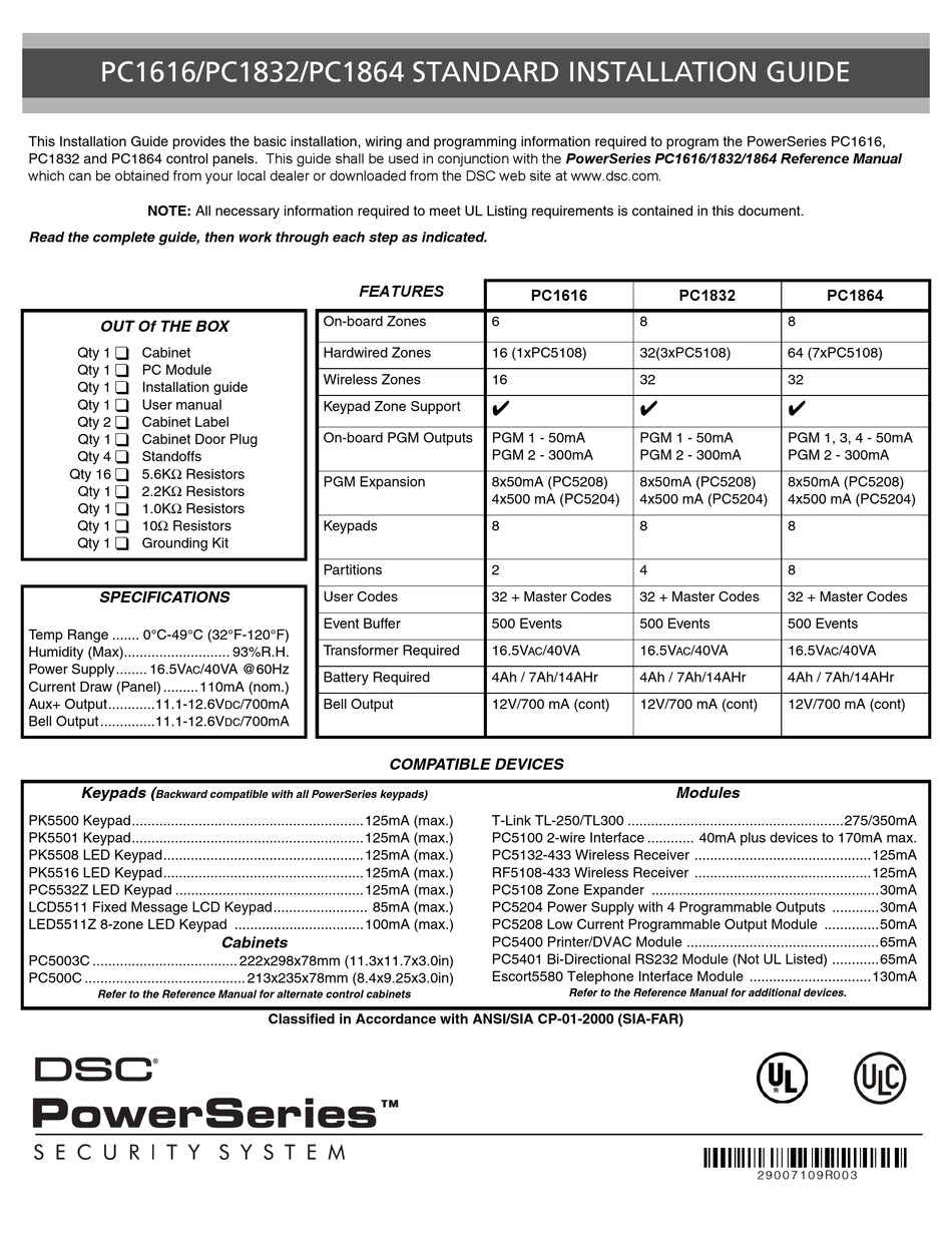 DSC POWERSERIES PC1616 INSTALLATION MANUAL Pdf Download | ManualsLib