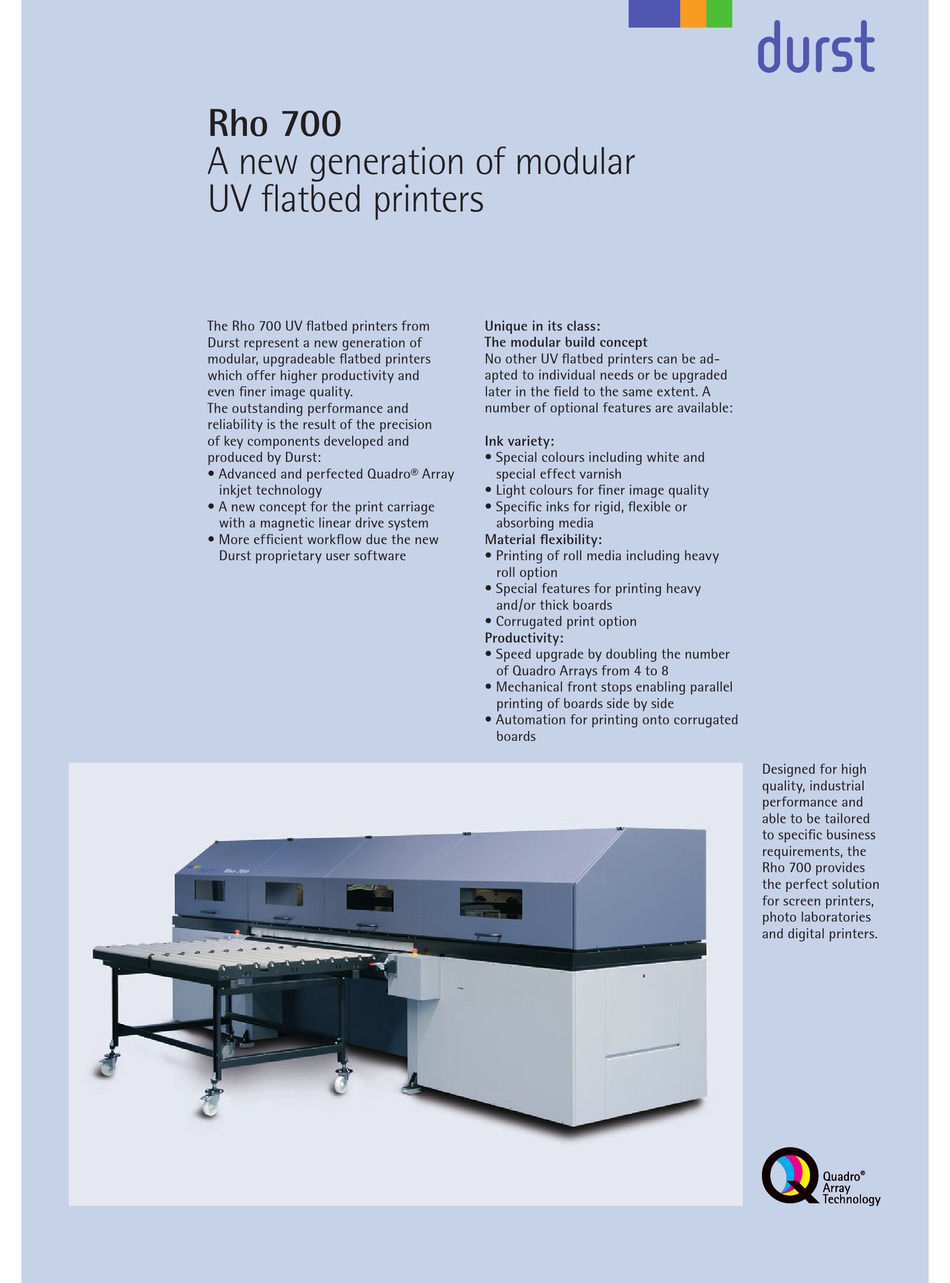 Technical Data - Durst Rho 700 