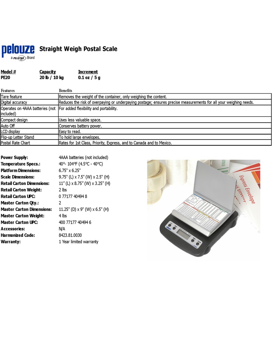 Pelouze Pe Specifications Pdf Download Manualslib