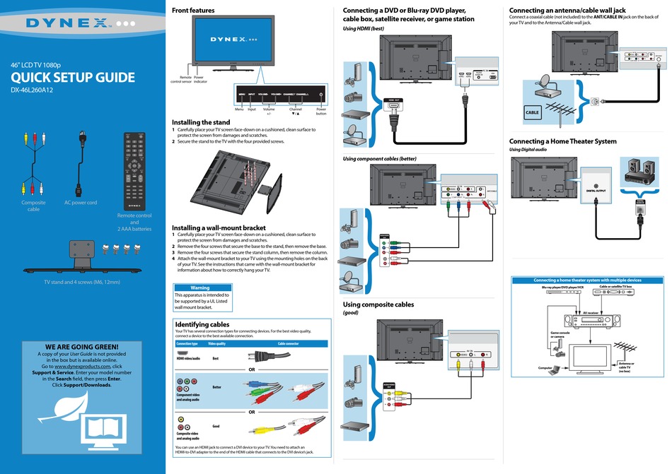 DYNEX DX-46L260A12 QUICK SETUP MANUAL Pdf Download | ManualsLib