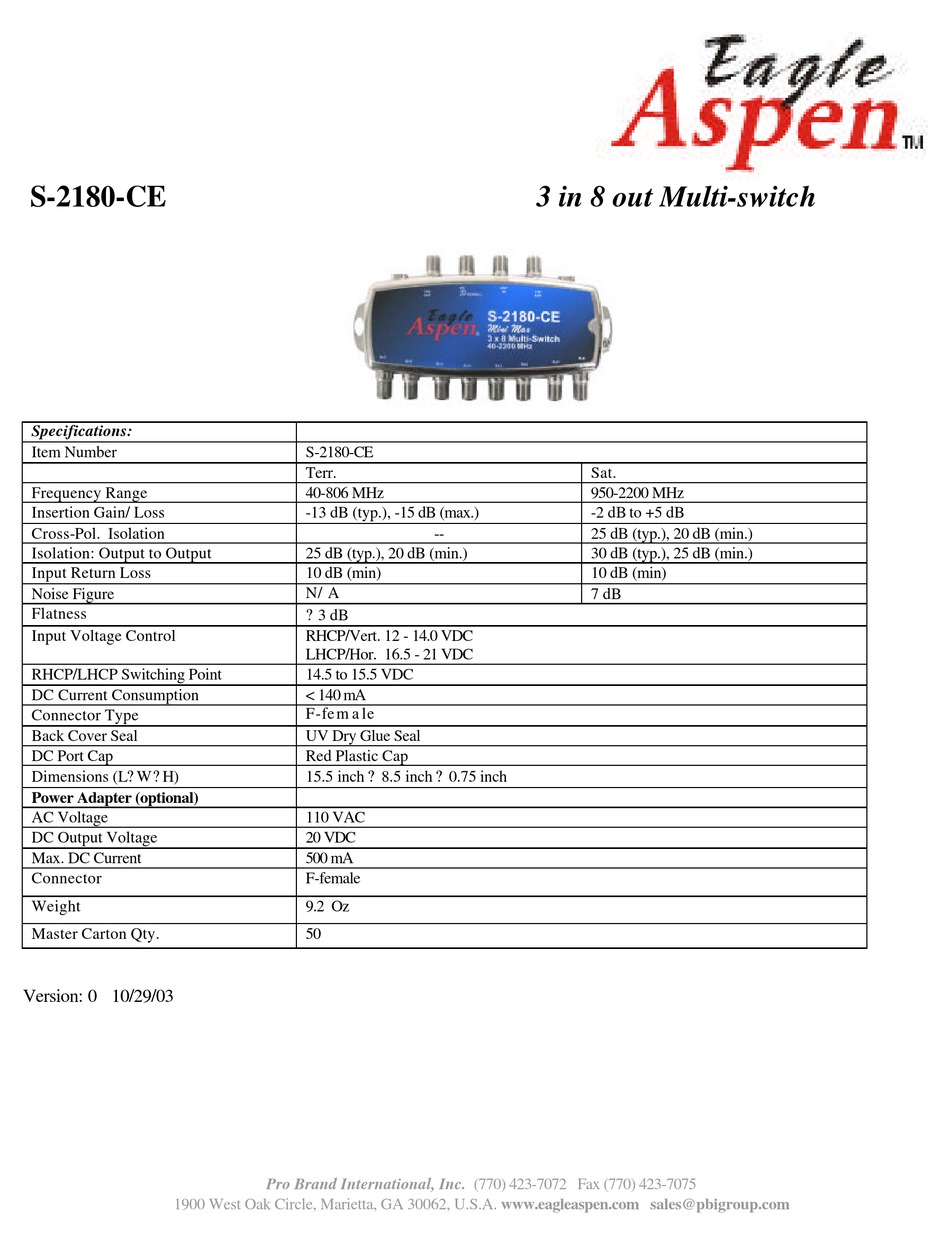 Eagle Aspen S 2180 Ce Specification Sheet Pdf Download Manualslib Eagle Aspen S 2180 Ce Specification Sheet Pdf Download Manualslib