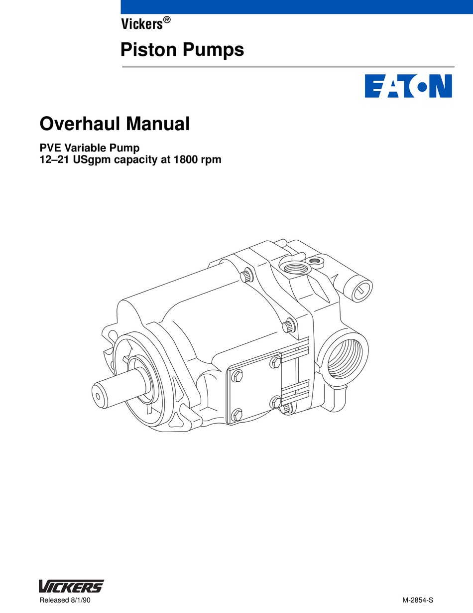 EATON VICKERS PVE12 OVERHAUL MANUAL Pdf Download ManualsLib