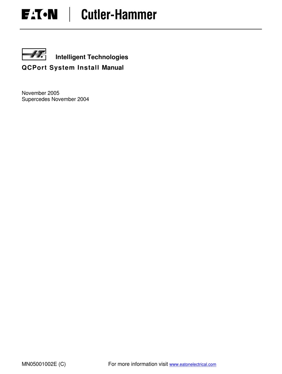 EATON CUTLER HAMMER MN05001002E INSTALLATION MANUAL Pdf Download