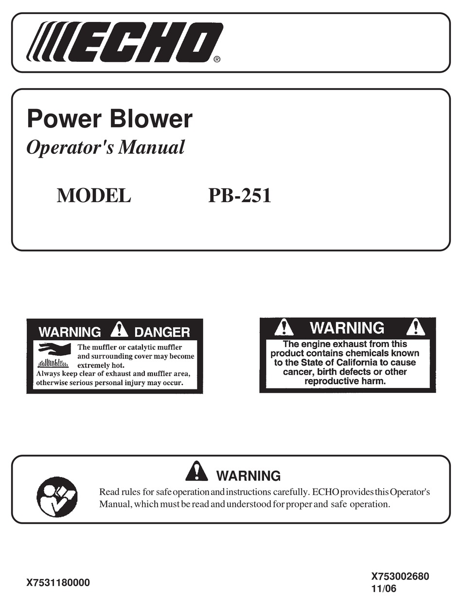 ECHO PB251 OPERATOR