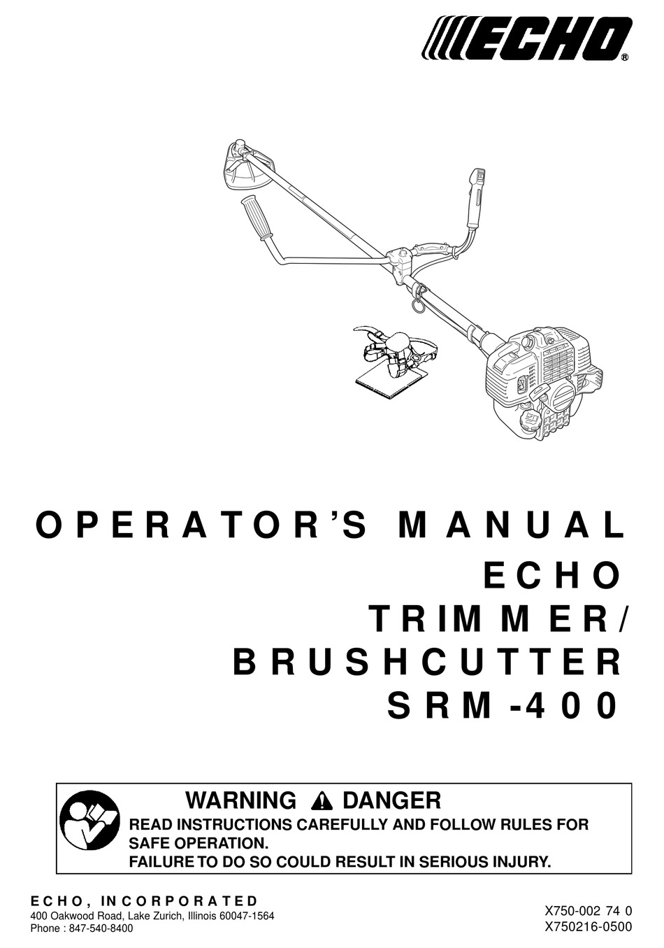 ECHO SRM-400 OPERATOR'S MANUAL Pdf Download | ManualsLib