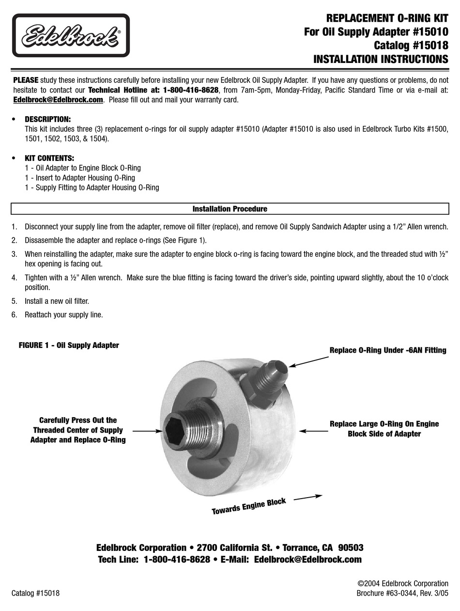 EDELBROCK 15018 INSTALLATION INSTRUCTIONS Pdf Download ManualsLib