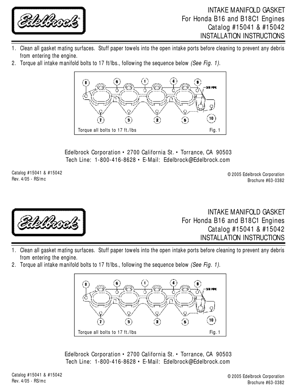 EDELBROCK 15041 INSTALLATION INSTRUCTIONS Pdf Download ManualsLib