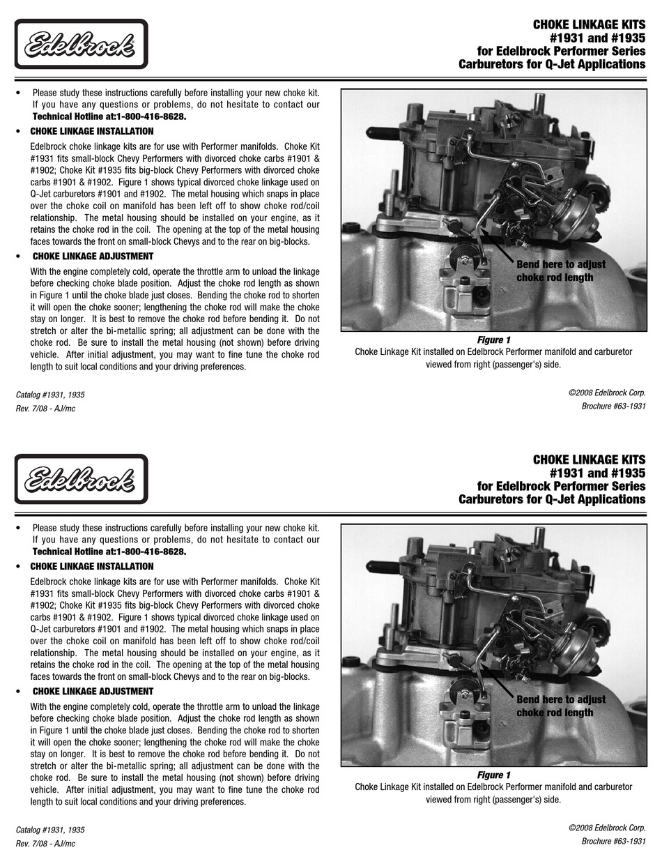 EDELBROCK 1931 INSTALLATION INSTRUCTIONS Pdf Download ManualsLib