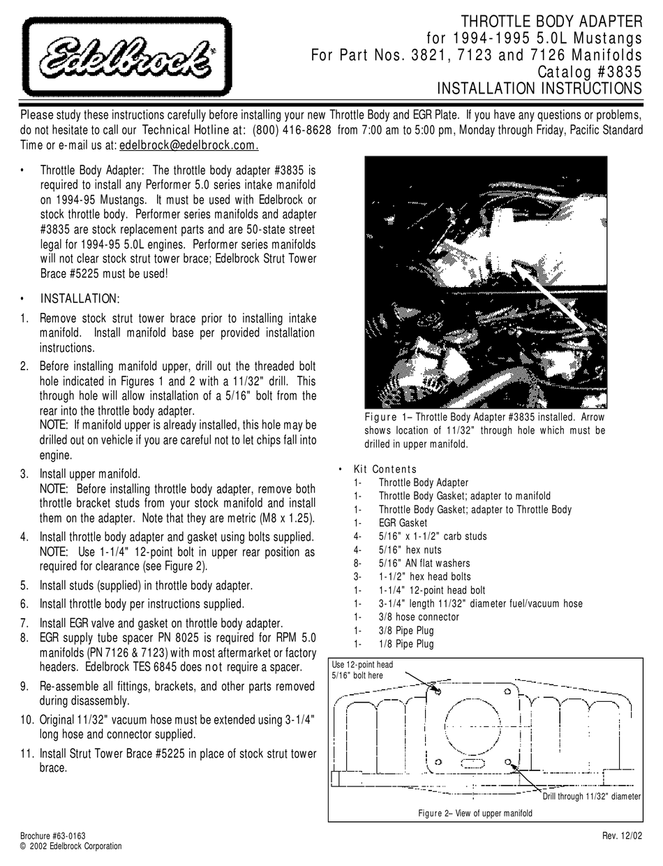 EDELBROCK 3821 INSTALLATION INSTRUCTIONS Pdf Download ManualsLib