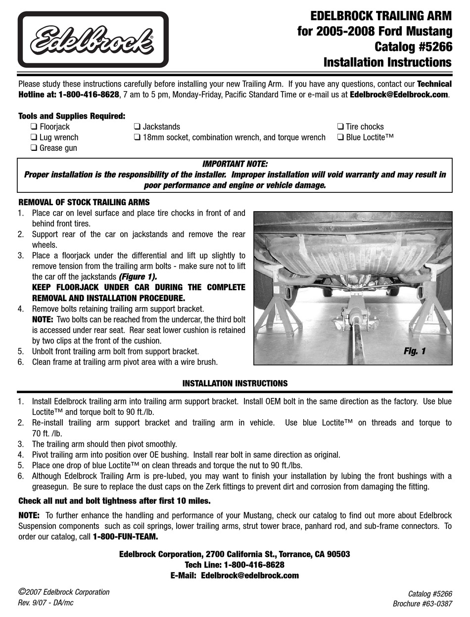 EDELBROCK 5266 INSTALLATION INSTRUCTIONS Pdf Download ManualsLib
