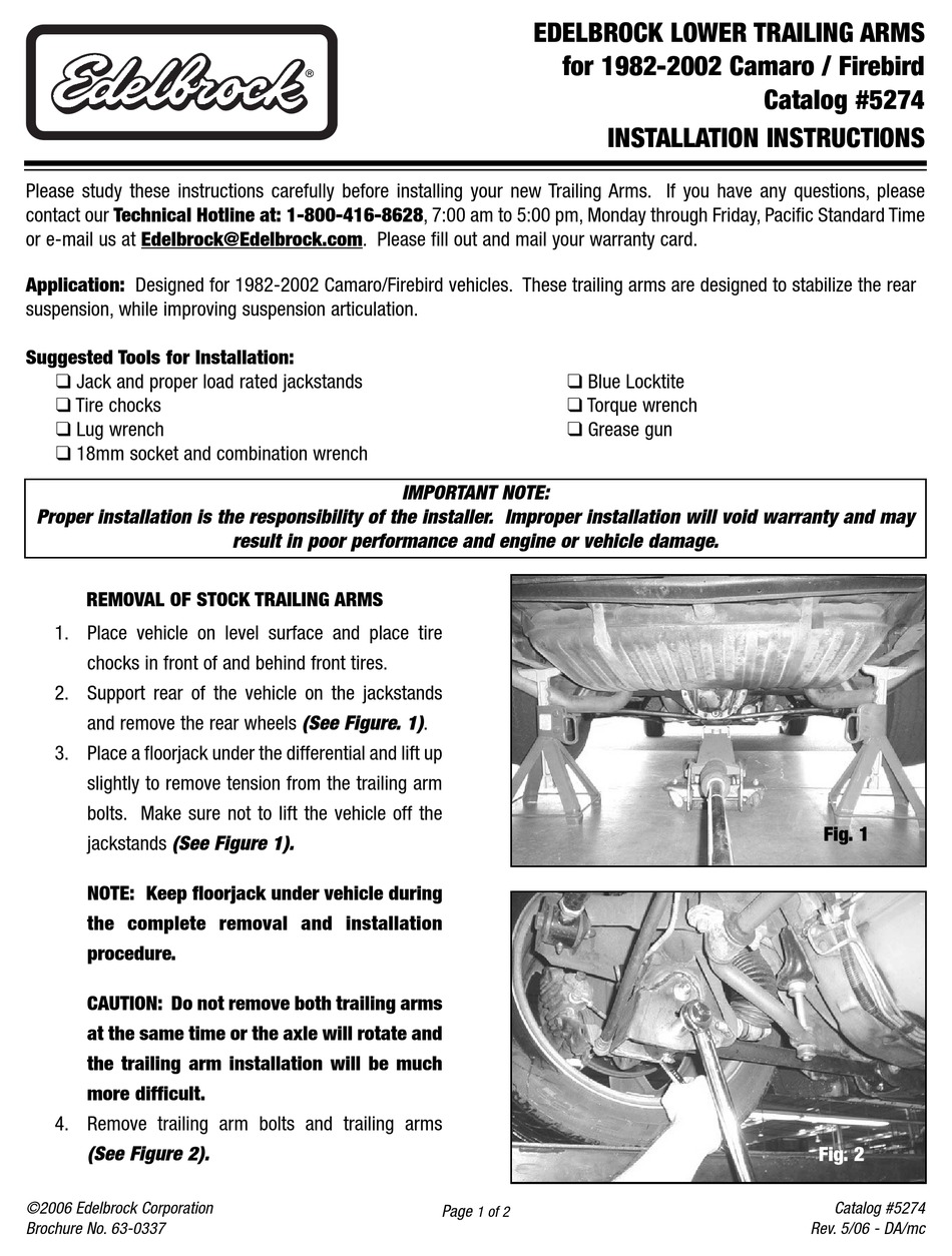 EDELBROCK 5274 5274 INSTALLATION INSTRUCTIONS Pdf Download ManualsLib