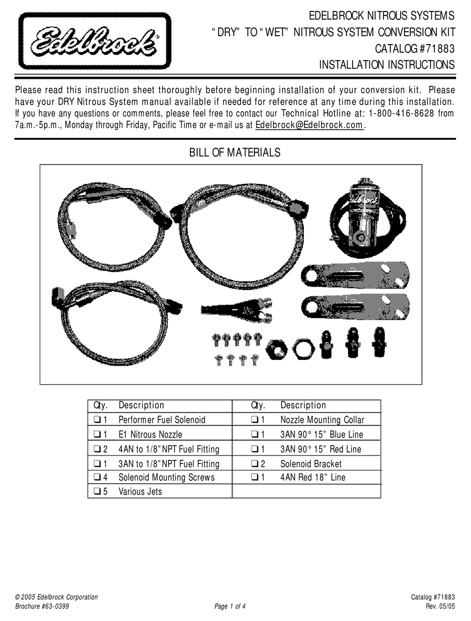 EDELBROCK 71883 INSTALLATION INSTRUCTIONS Pdf Download ManualsLib