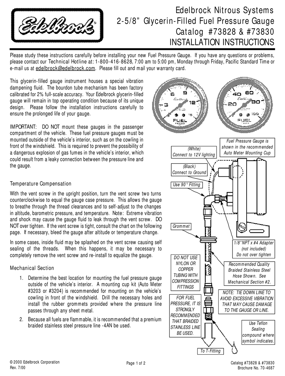 EDELBROCK 73828 INSTALLATION INSTRUCTIONS Pdf Download ManualsLib