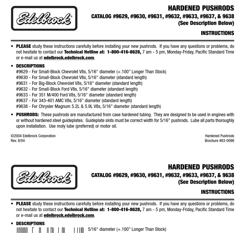 EDELBROCK 9629 INSTRUCTIONS Pdf Download ManualsLib