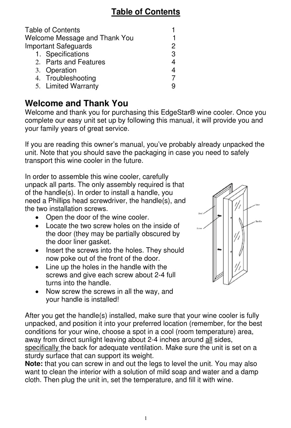 Edgestar Wine Cooler Twr215ess Owner S Manual Pdf Download Manualslib
