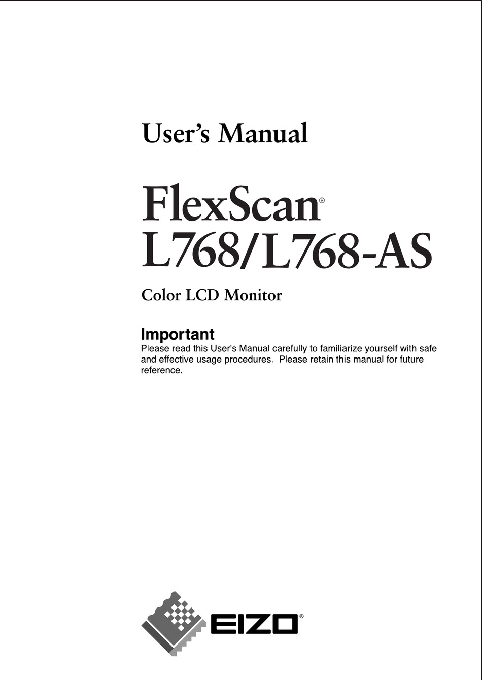 Eizo Flexscan L768 User Manual Pdf Download Manualslib