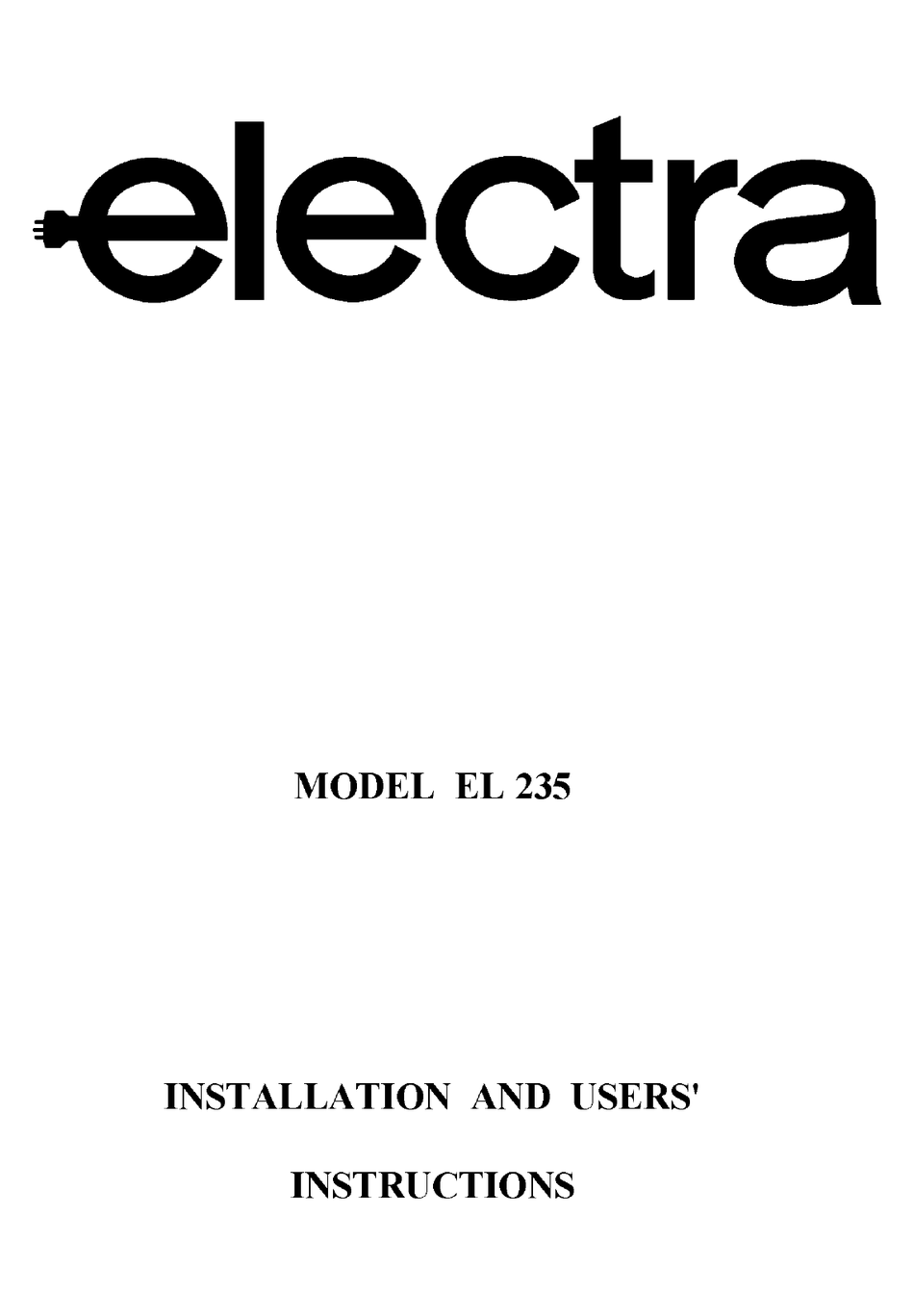 electra electric cooker manual