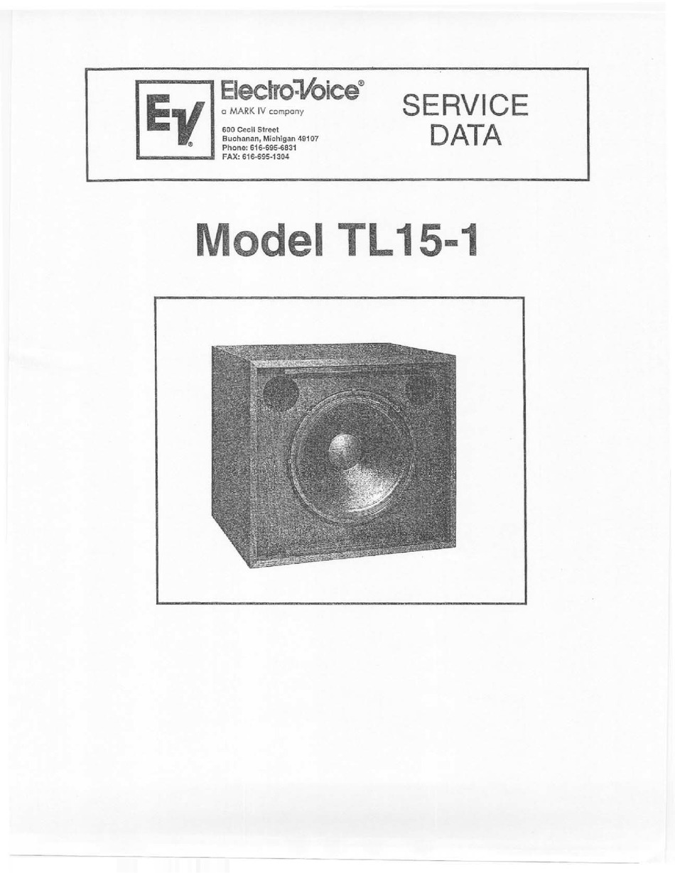 ELECTRO-VOICE TL15-1 SERVICE DATA Pdf Download | ManualsLib