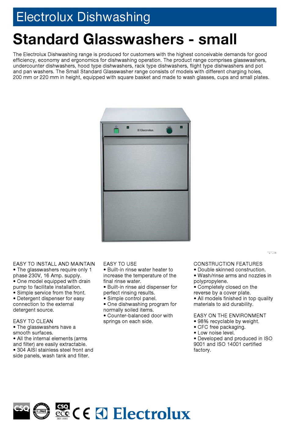 ELECTROLUX 727034 BROCHURE & SPECS Pdf Download ManualsLib
