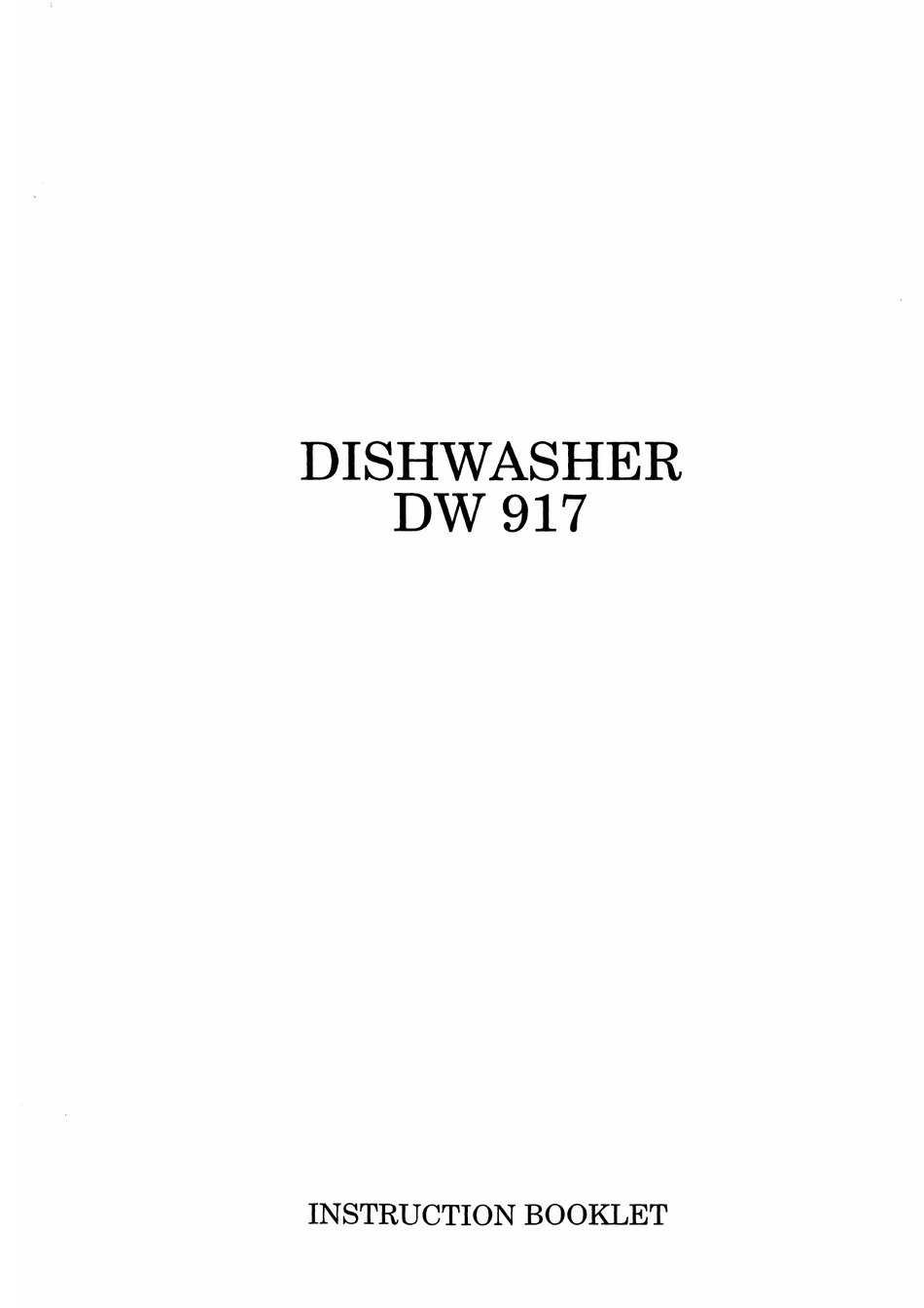 ELECTROLUX DW 917 INSTRUCTION BOOKLET Pdf Download ManualsLib