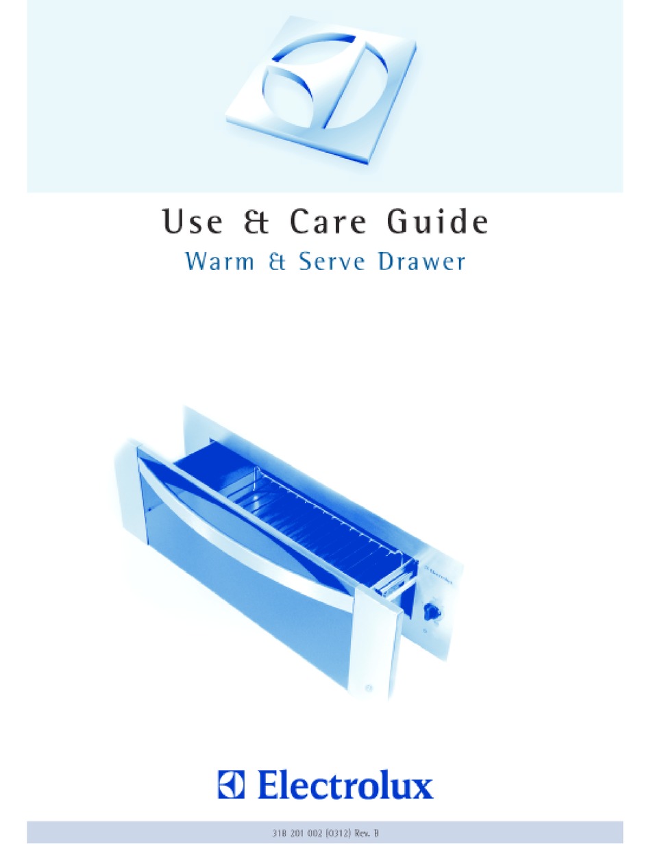 ELECTROLUX WARMER DRAWER USE & CARE MANUAL Pdf Download ManualsLib