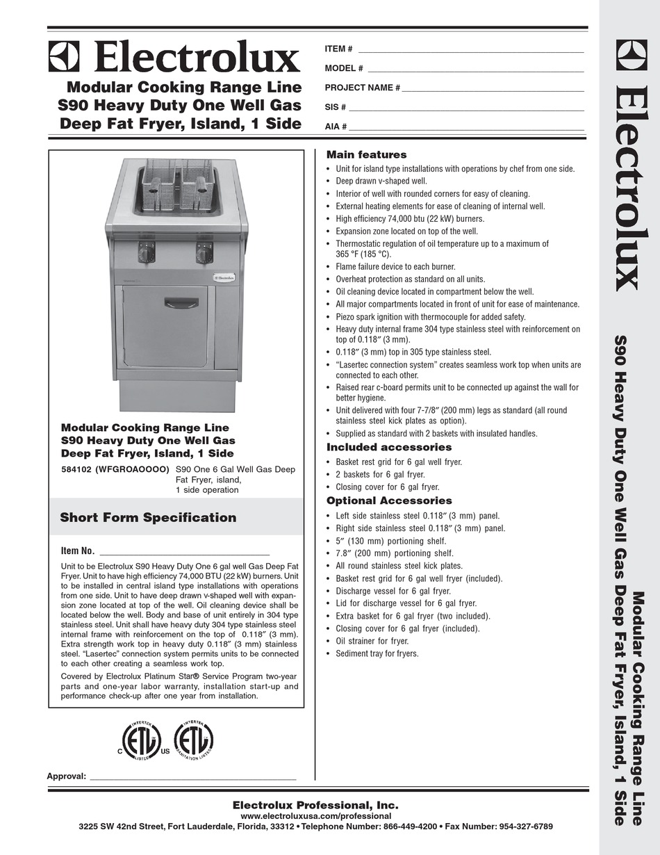 ELECTROLUX 584102 SPECIFICATION SHEET Pdf Download - ManualsLib