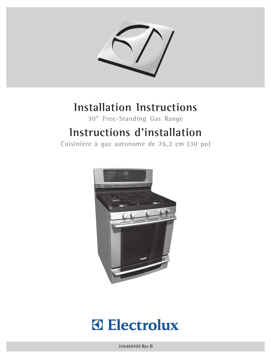 ELECTROLUX 316469105 INSTALLATION INSTRUCTIONS MANUAL Pdf Download