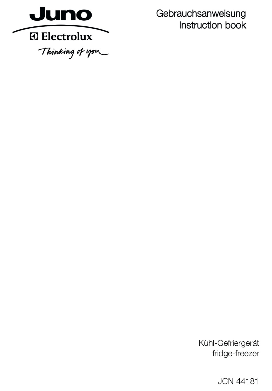 ELECTROLUX JUNO JCN 44181 INSTRUCTION BOOK Pdf Download ManualsLib