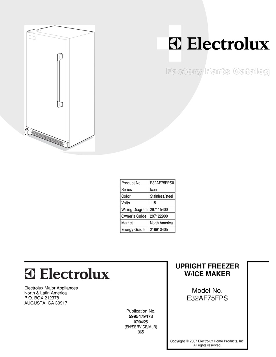 ELECTROLUX ICON E32AF75FPS0 WIRING DIAGRAM Pdf Download | ManualsLib