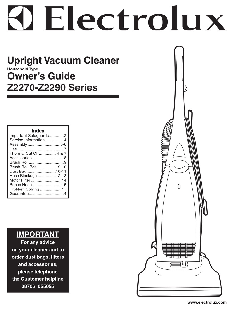 ELECTROLUX Z2270Z2290 SERIES OWNER'S MANUAL Pdf Download ManualsLib
