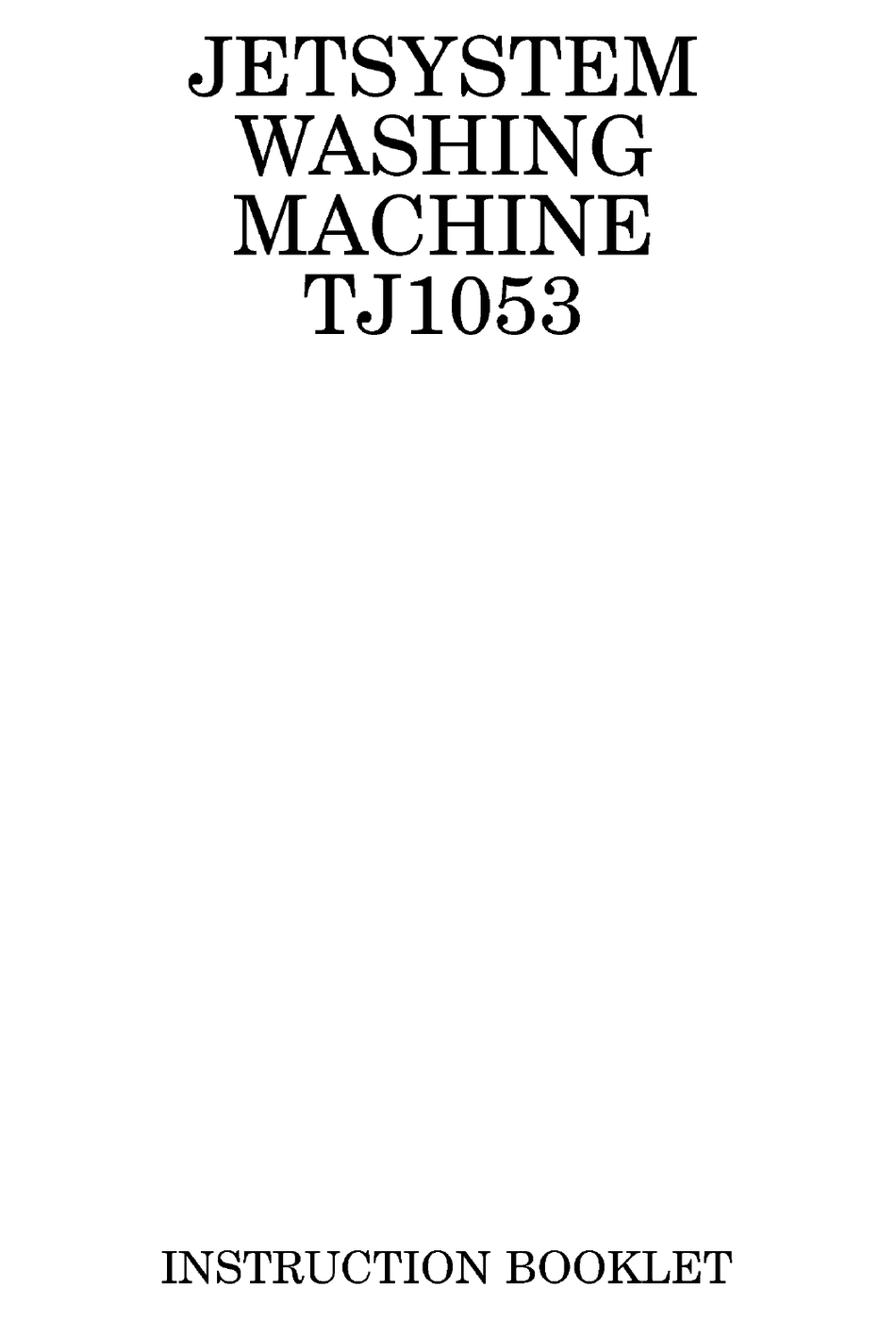 ZANUSSI TJ1053 INSTRUCTION BOOKLET Pdf Download ManualsLib