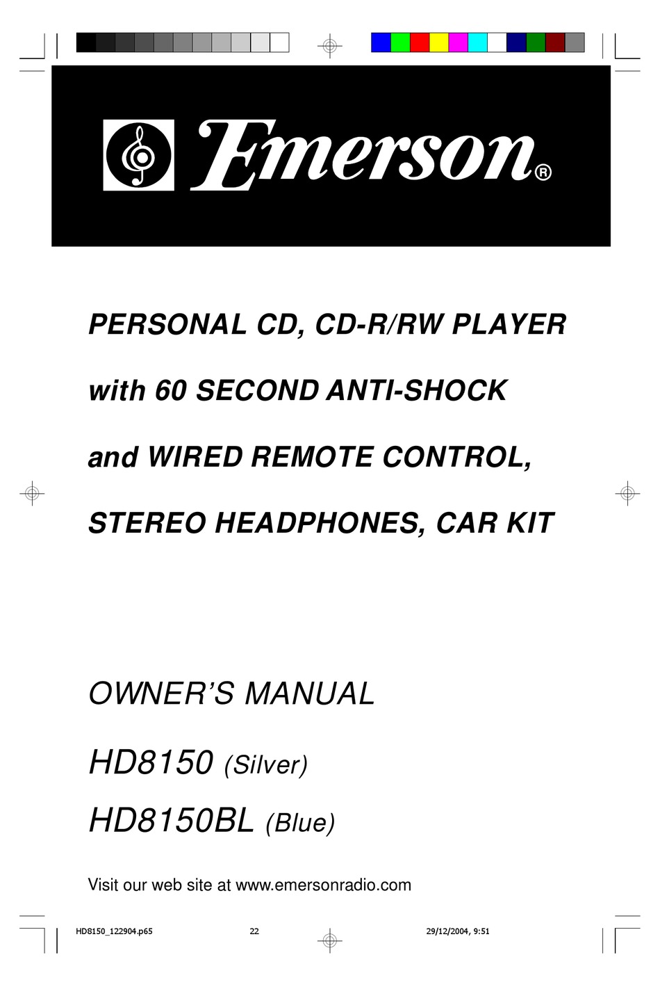 EMERSON HD8150 OWNER'S MANUAL Pdf Download | ManualsLib