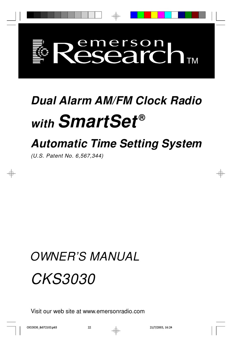 EMERSON RESEARCH SMARTSET CKS3030 OWNER'S MANUAL Pdf Download ManualsLib